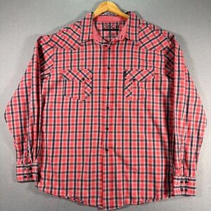 Cinch Pearl Snap Shirt Mens 2XL‎ Modern Fit Pink Plaid Work Cowboy Rodeo Vaquero